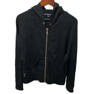 🌙Anne Klein Black Zip-Up Hoodie Womens size M GUC